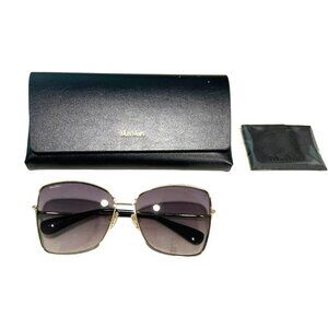 MaxMara Gold Rim Gradient Large Lens Butterfly Sunglasses With Case